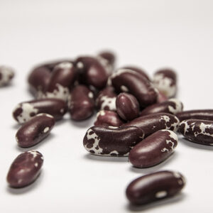 A cluster of red and white mottled beans
