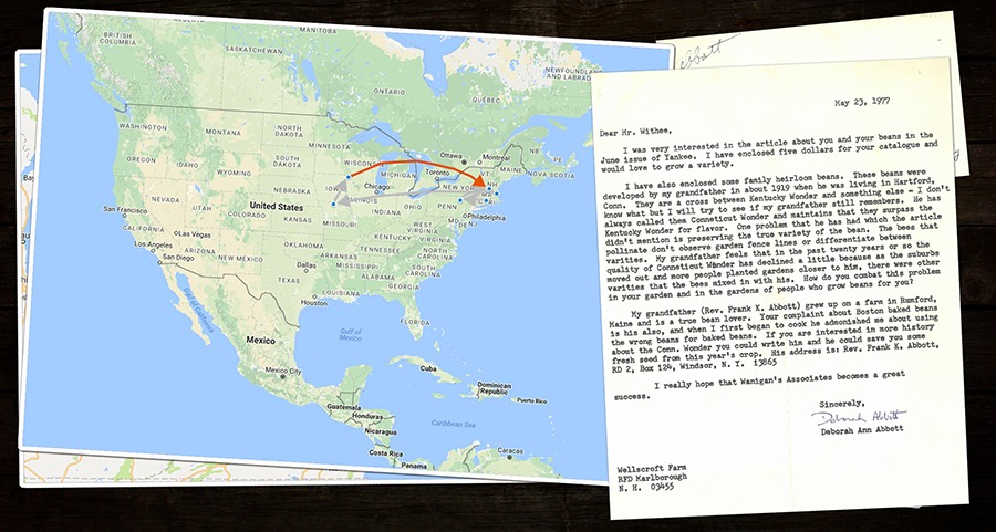 A map of the United States and a typed letter