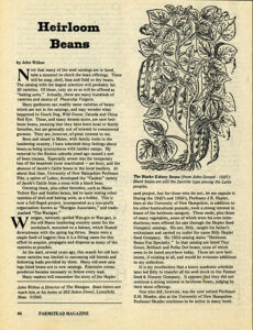 The first page of John Withee's "Heirloom Beans" article in Farmstead Magazine