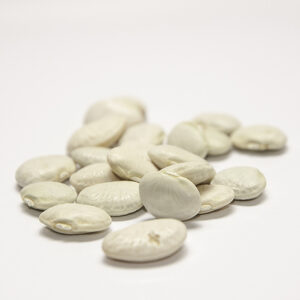A cluster of white lima beans