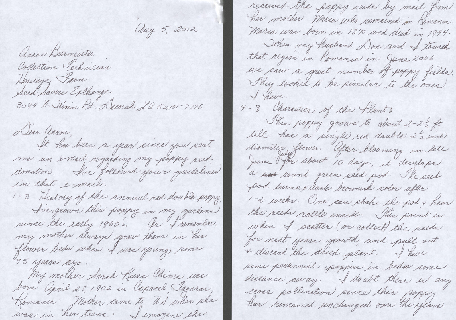A scan of a two-page letter with cursive writing.