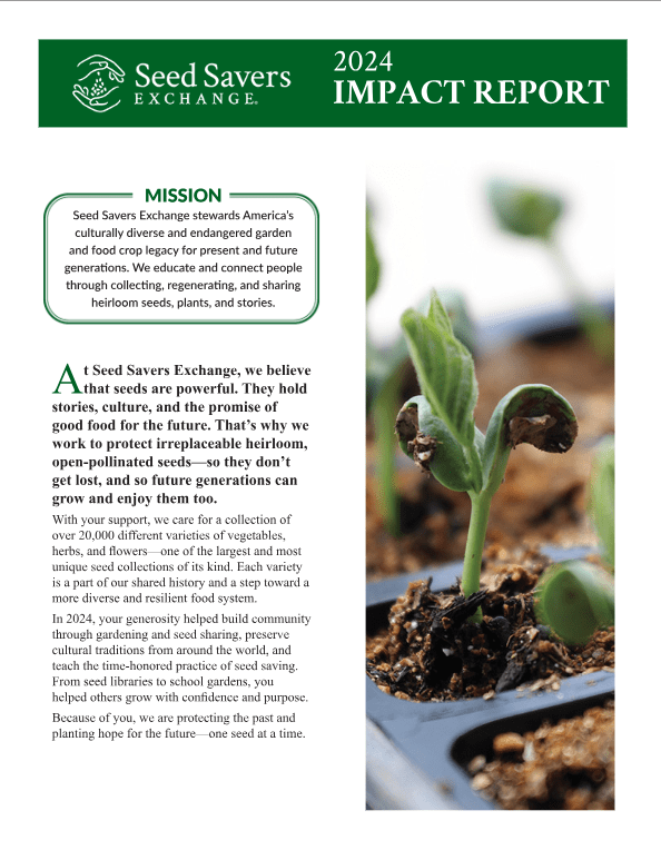 First page of the 2024 Seed Savers Exchange Impact Report.